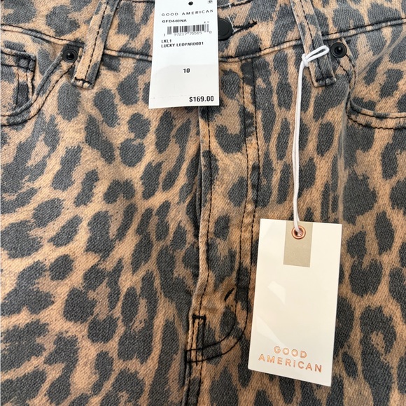 🐆✨ Good American Lucky Leopard Kick Flare Jeans • Size 10 • NWT - Picture 7 of 8